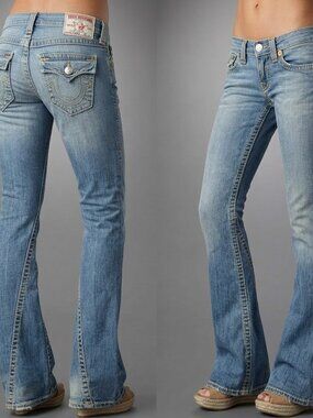 True Religion Joey Super T Flare Leg Women's 28  Denim Vintage Jeans 28x33